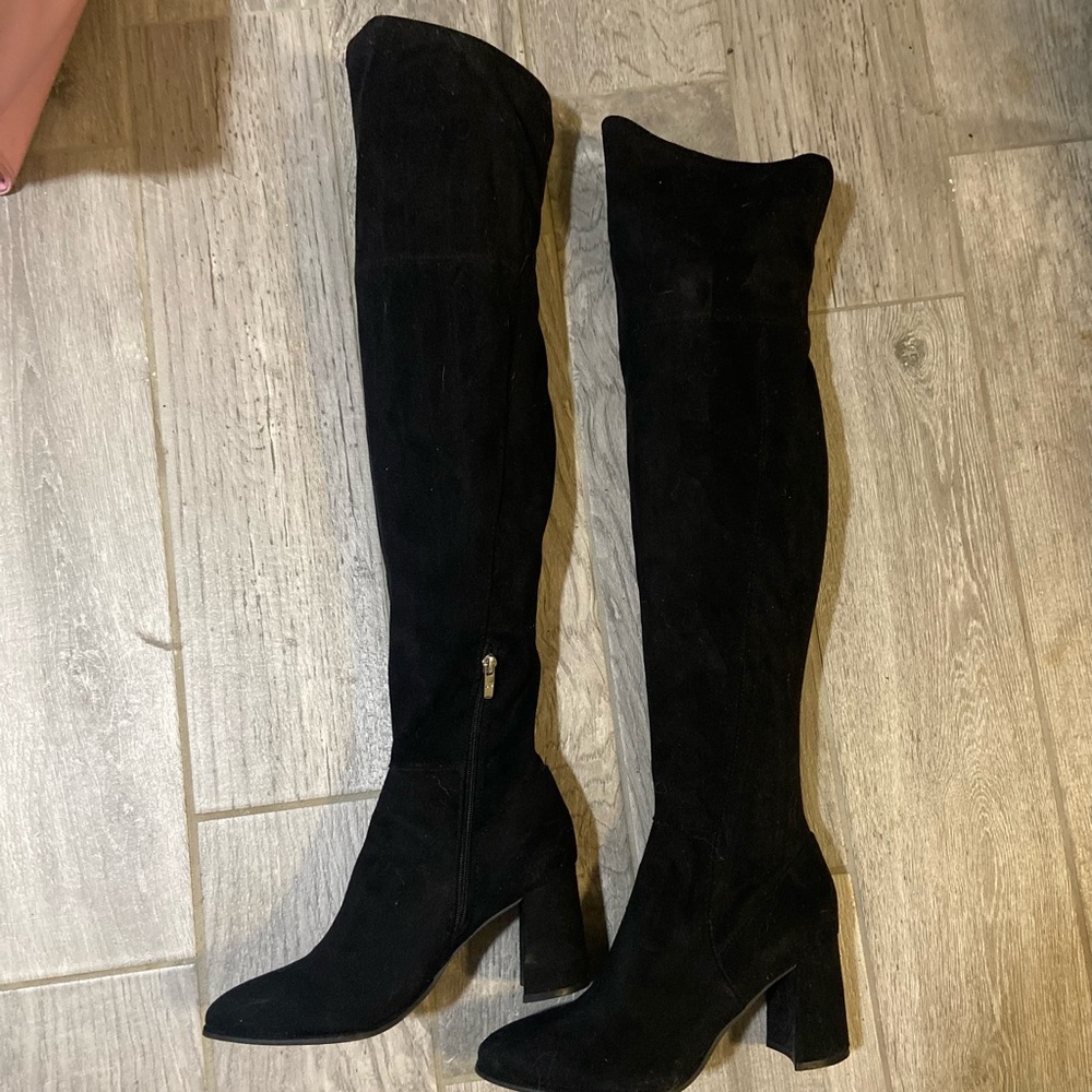 Marc Fisher Garwin Over the Knee Boots! NWOT! Faux Suede, Black, Size 8.5